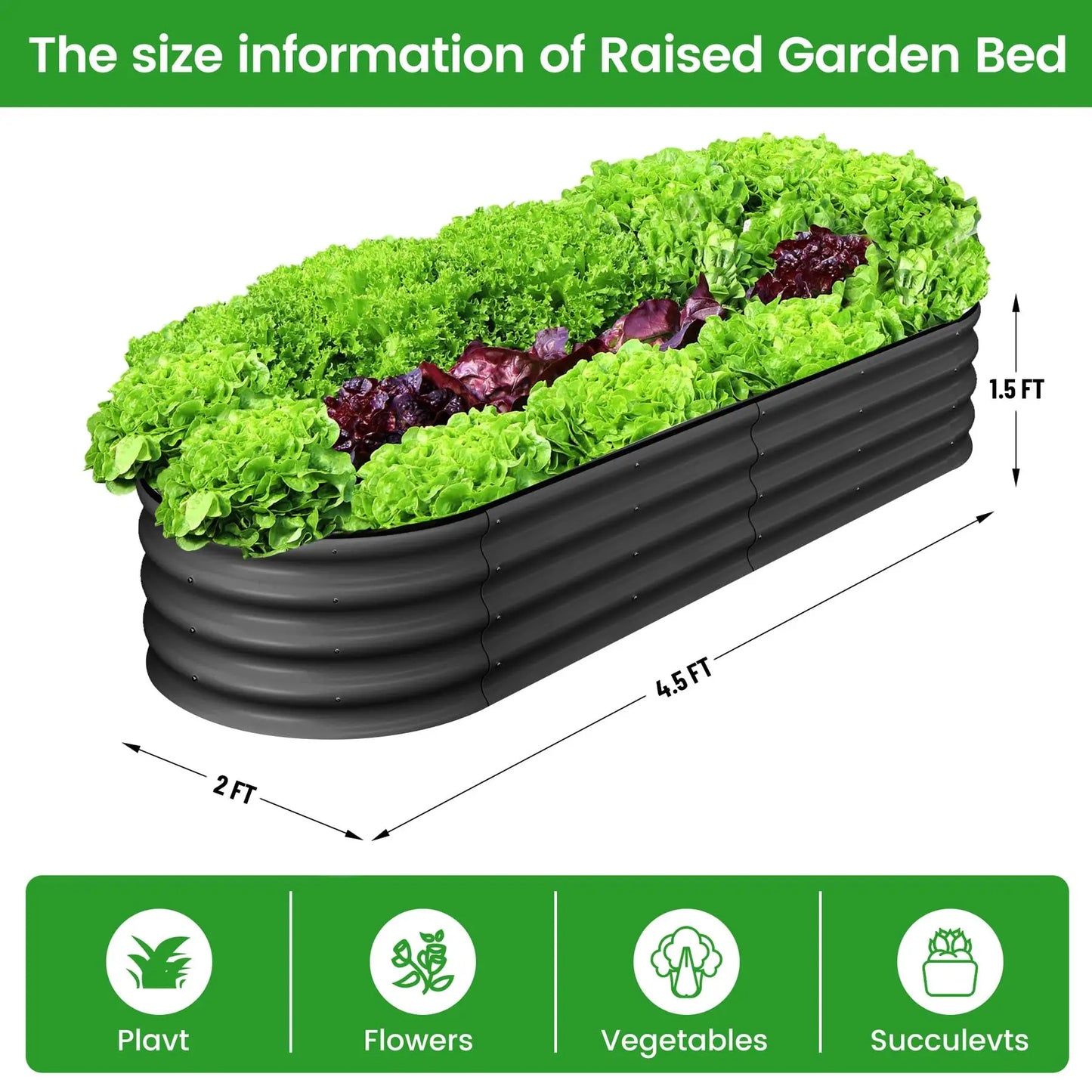 2-Pack Oval Galvanized Steel Raised Garden Bed – Anti-Rust Metal Planter Box for Vegetables, Herbs & Flowers - Flexivo