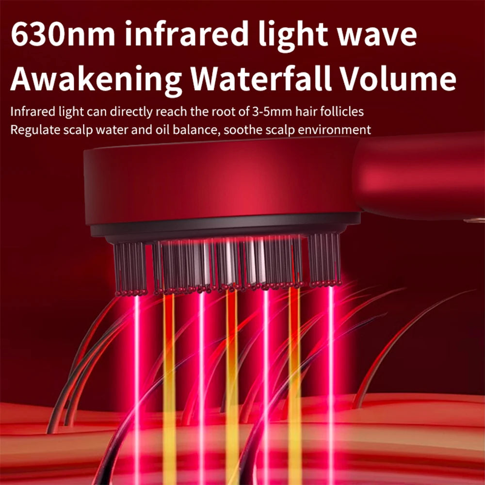 Electric Scalp Massager with Red Light Therapy, Vibration & Hair Growth Serum Applicator - Flexivo