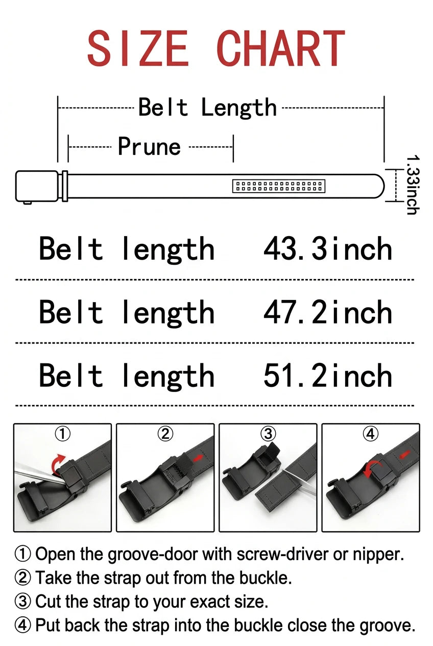 Men's Black PU Belt with Automatic Buckle