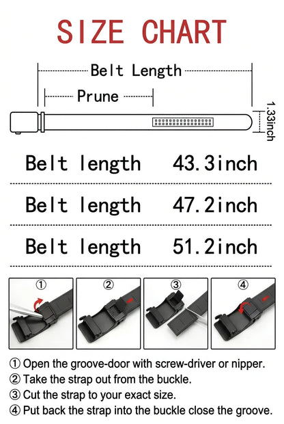 Men's Black PU Belt with Automatic Buckle