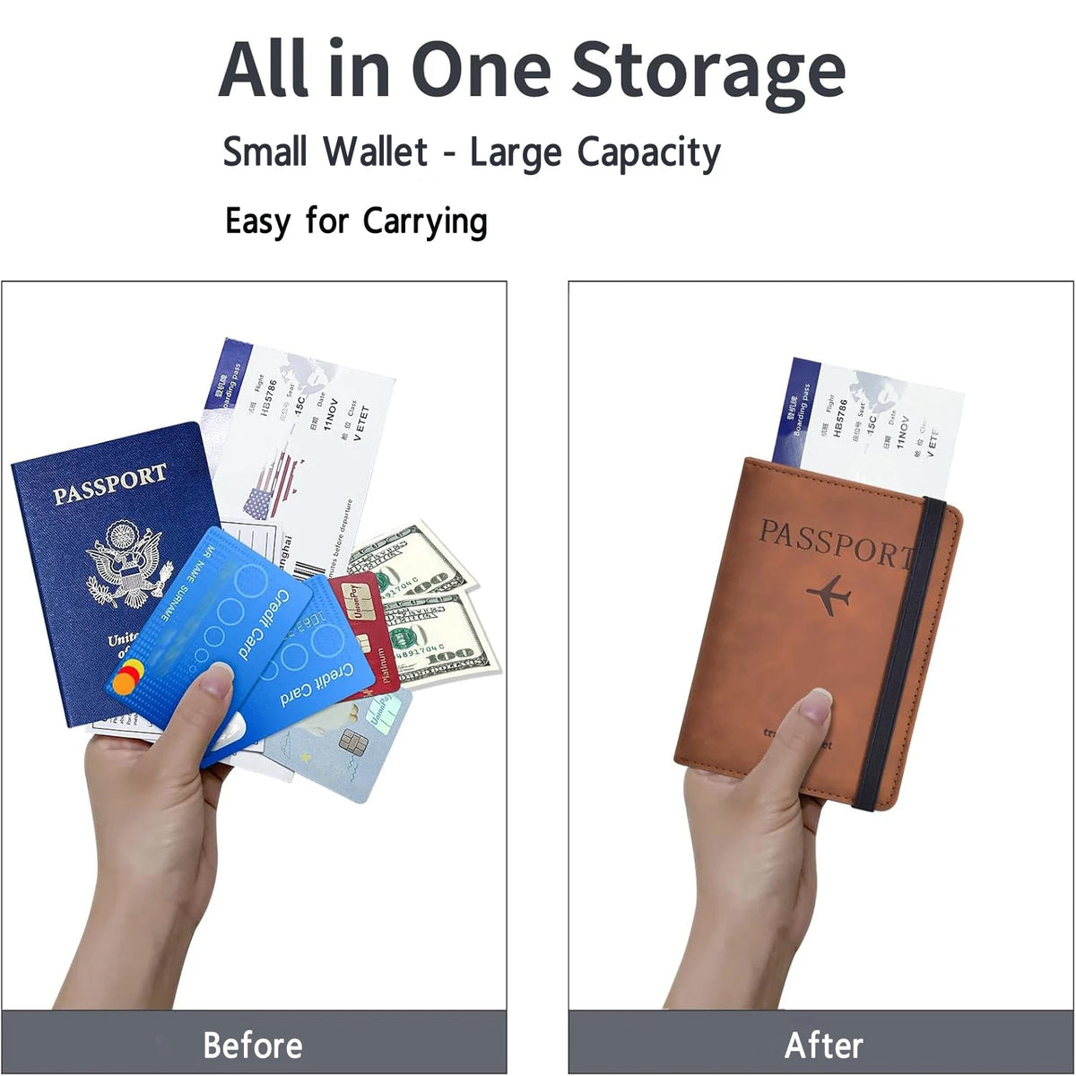 PU Leather Passport Wallet with Card Slots