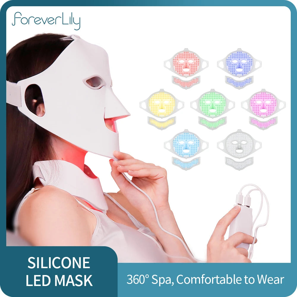 7-Color LED Light Therapy Face Mask - Silicone Skin Care Beauty Device for Home Use