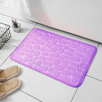 Memory Foam Pebble Embossed Bath Mat — Anti-Slip, Soft & Easy to Clean