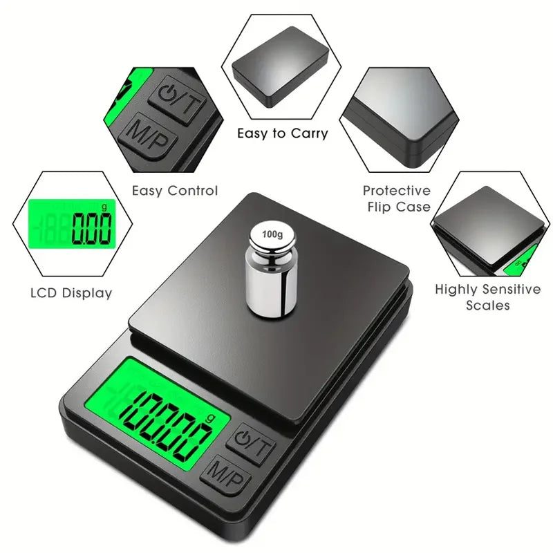 Mini Precision Pocket Scale — Digital Gram Scale with Backlit LCD (500g or 1000g)