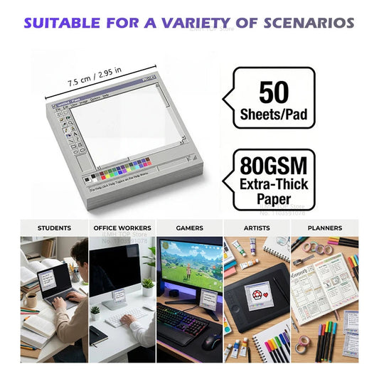 Vintage Computer Paint Sticky Notes – Retro 90s UI Design