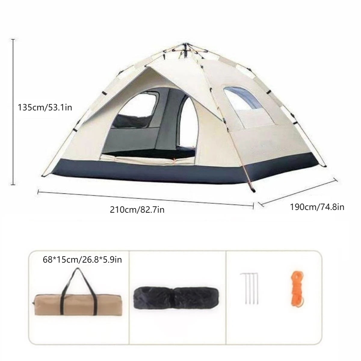 4-Person Automatic Pop-Up Camping Tent – Waterproof 4-Season