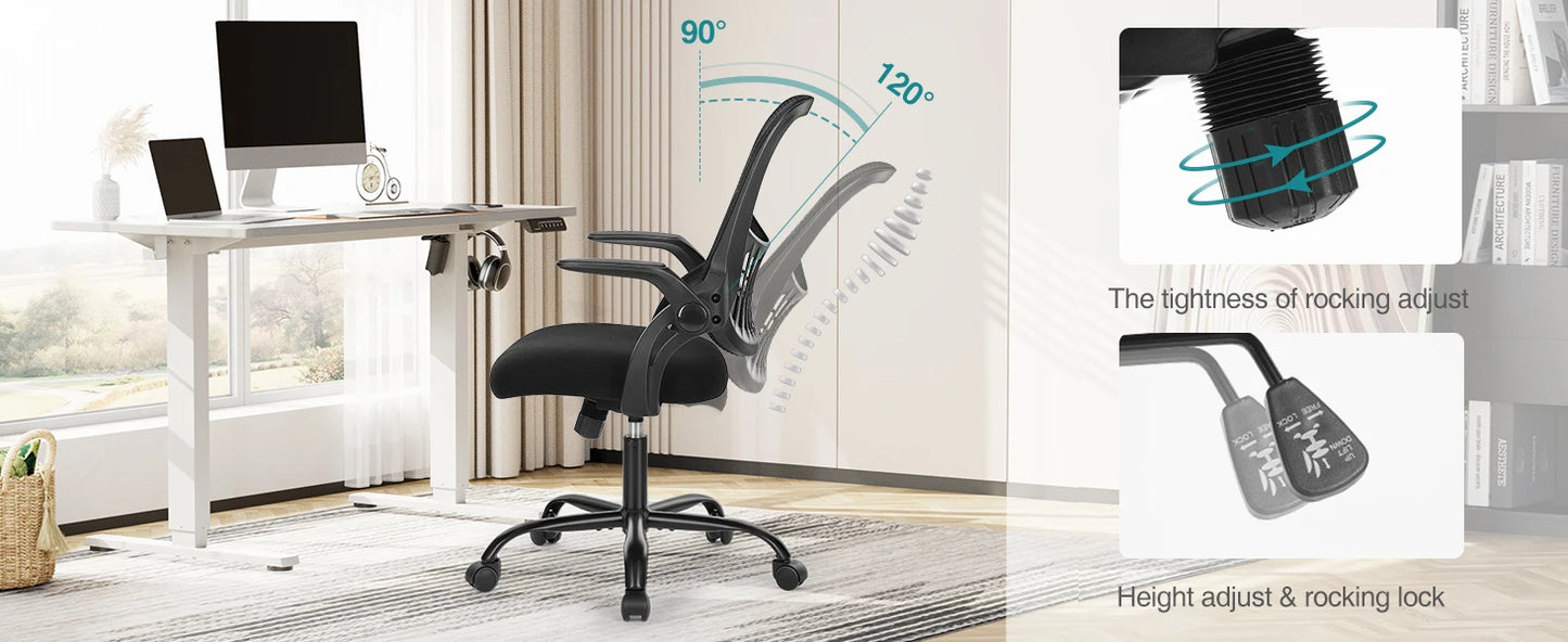 Ergonomic Mesh Office Chair, No Headrest, Adjustable Height & Armrests