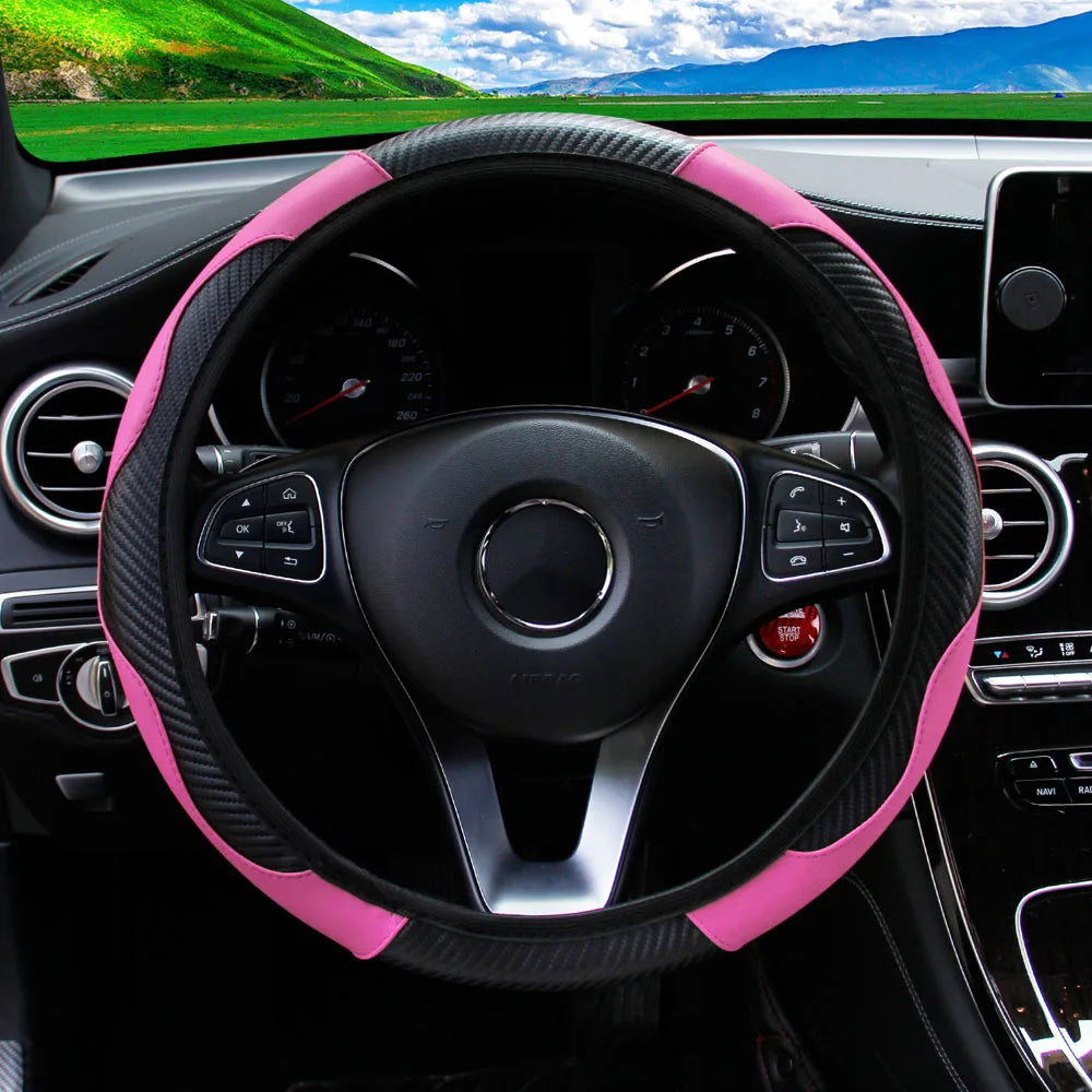 PU Steering Wheel Cover for 14.5–15 in Wheels
