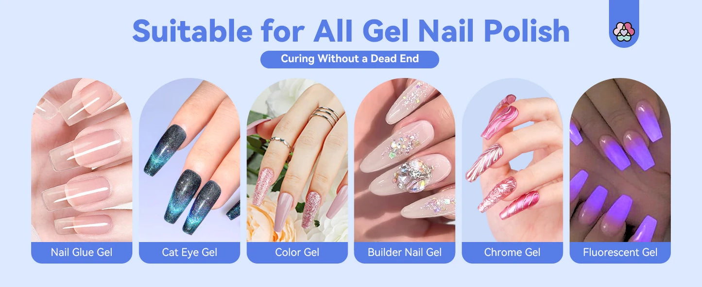 SAVILAND Rechargeable UV LED Nail Lamp - Portable Mini Nail Dryer with Magnetic Stand & LCD Timer