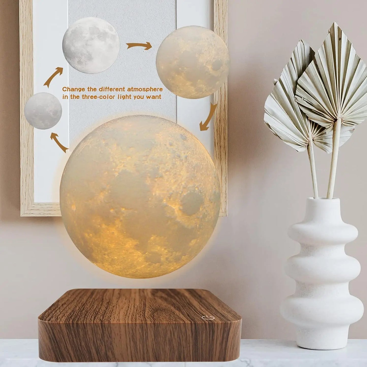 Magnetic Levitating Moon Lamp with Wooden Base