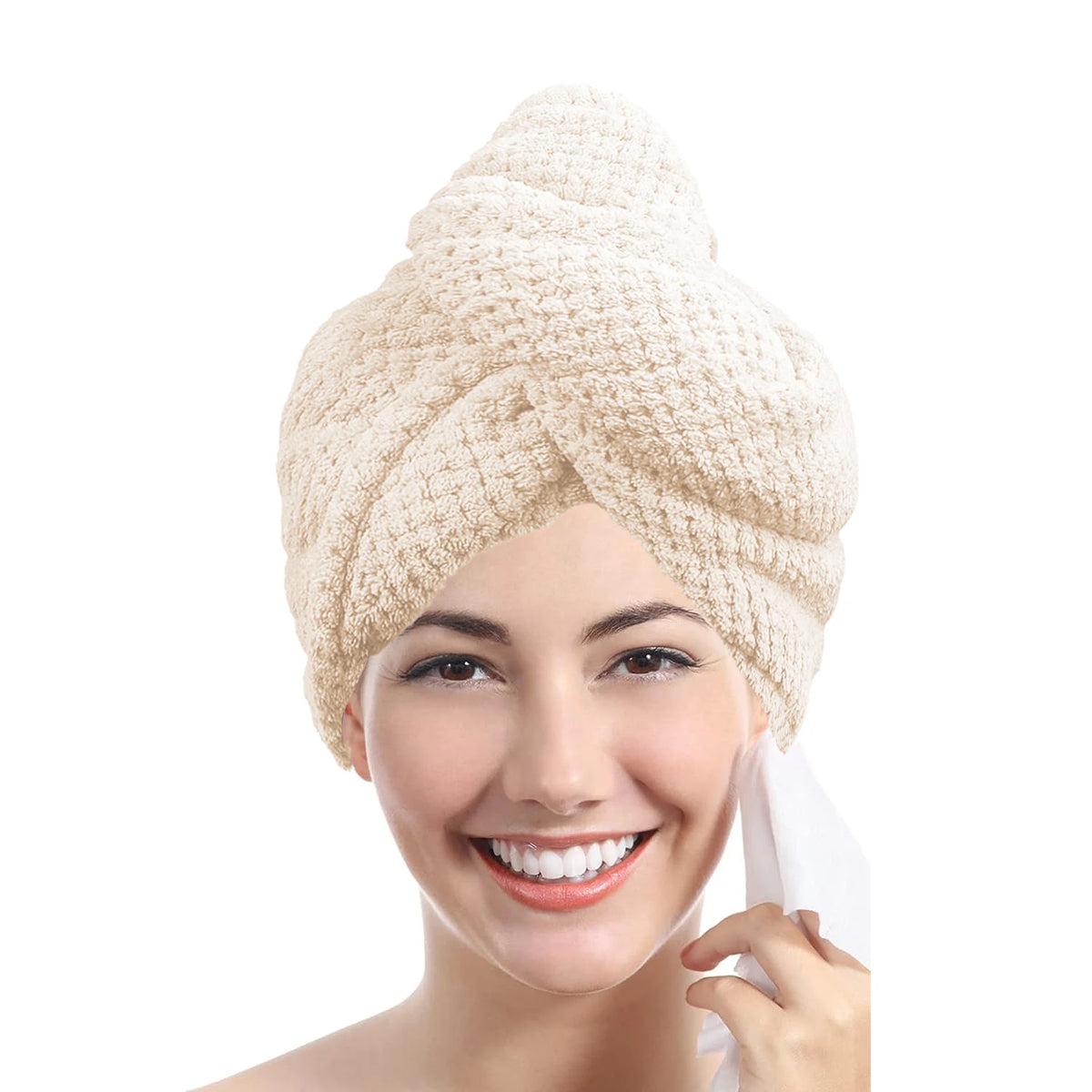 Textured Hair Towel Wrap with Button Fastening