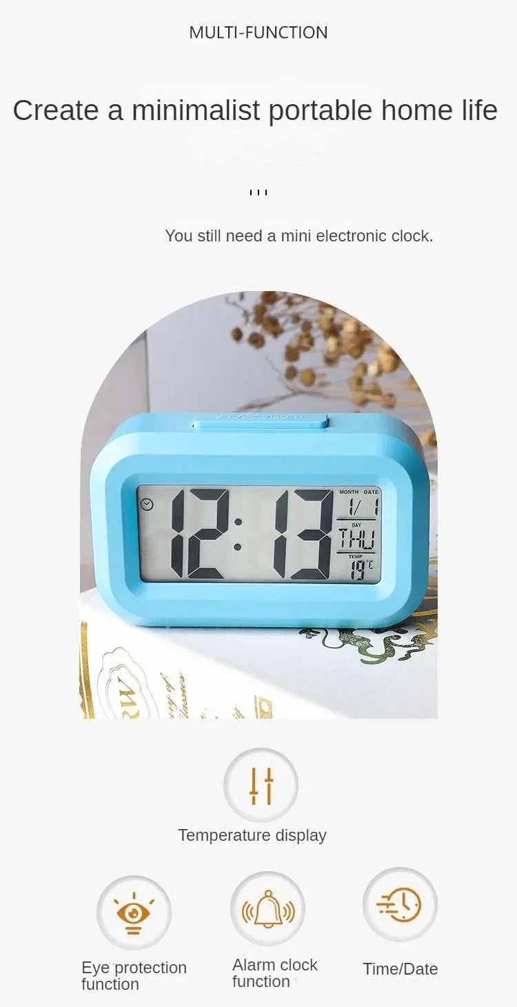 LED Digital Alarm Clock with Temperature & Date Display