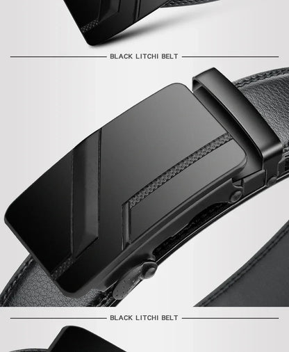 Men's Black PU Belt with Automatic Buckle