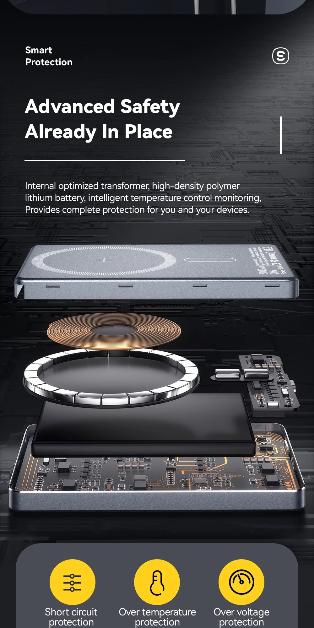 5000mAh Wireless Power Bank - Slim Design, 20W MagSafe Compatible Fast Charging - Flexivo