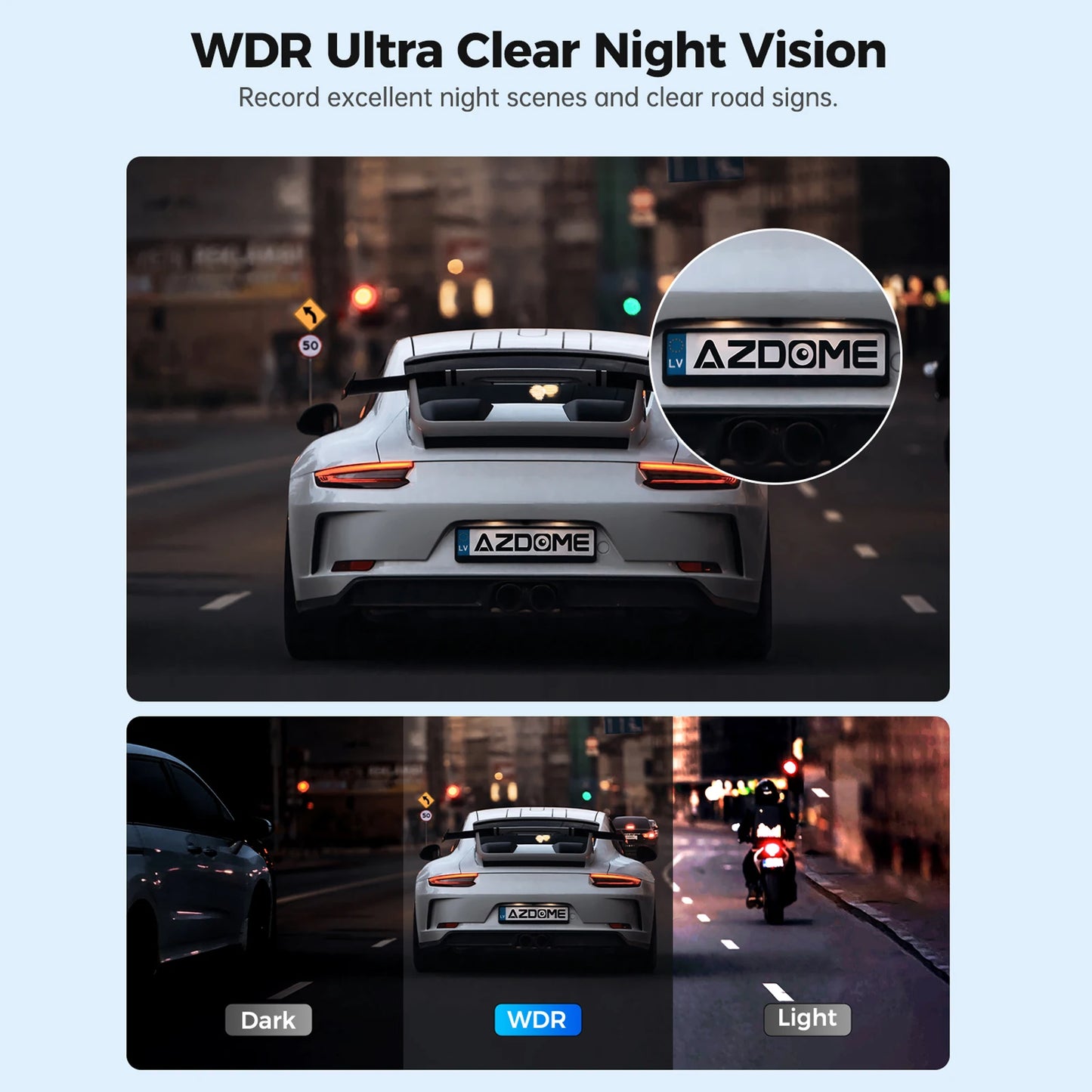AZDOME M300 Dash Cam 1296P WiFi with Night Vision & Parking Monitor