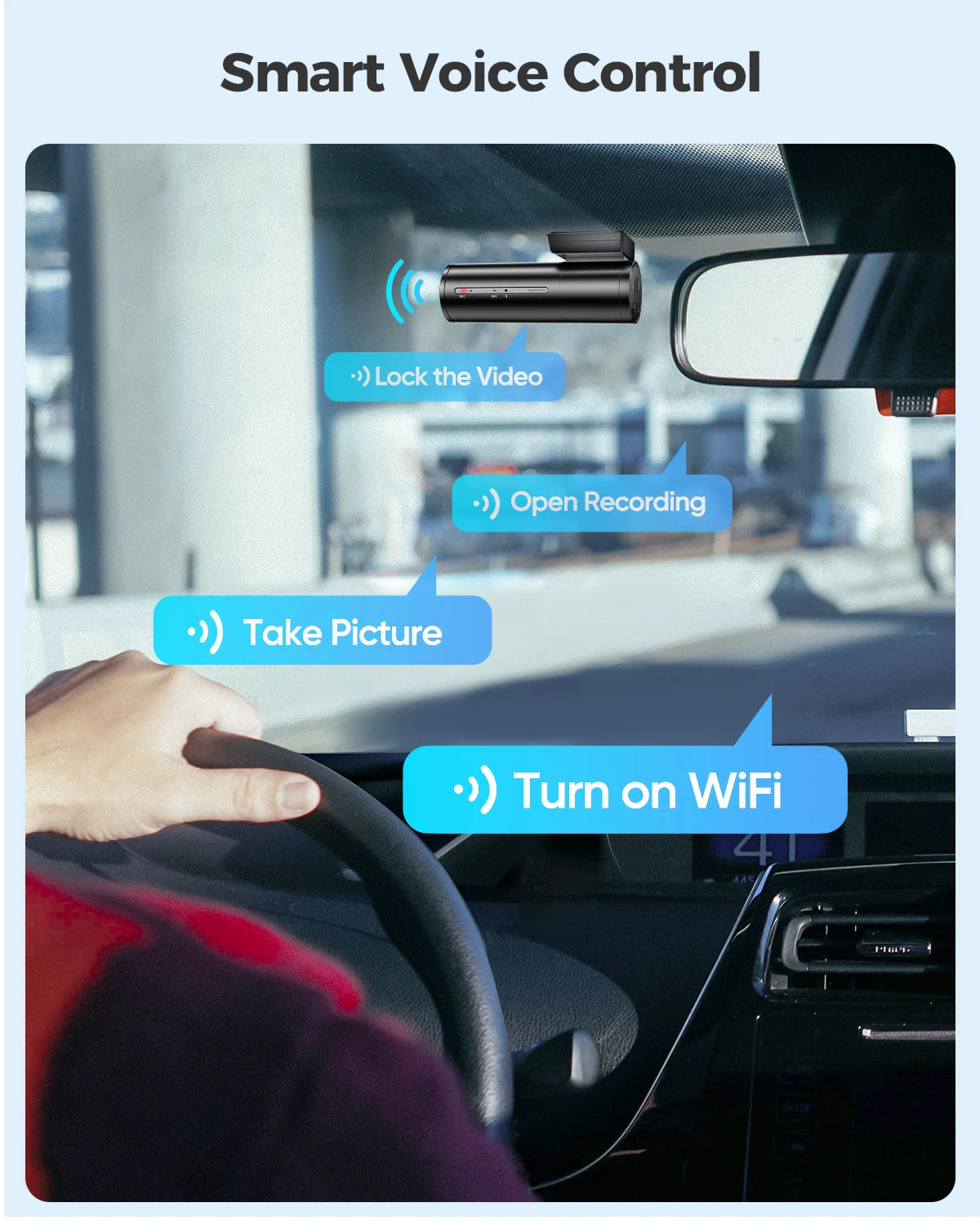 AZDOME M300 Dash Cam 1296P WiFi with Night Vision & Parking Monitor