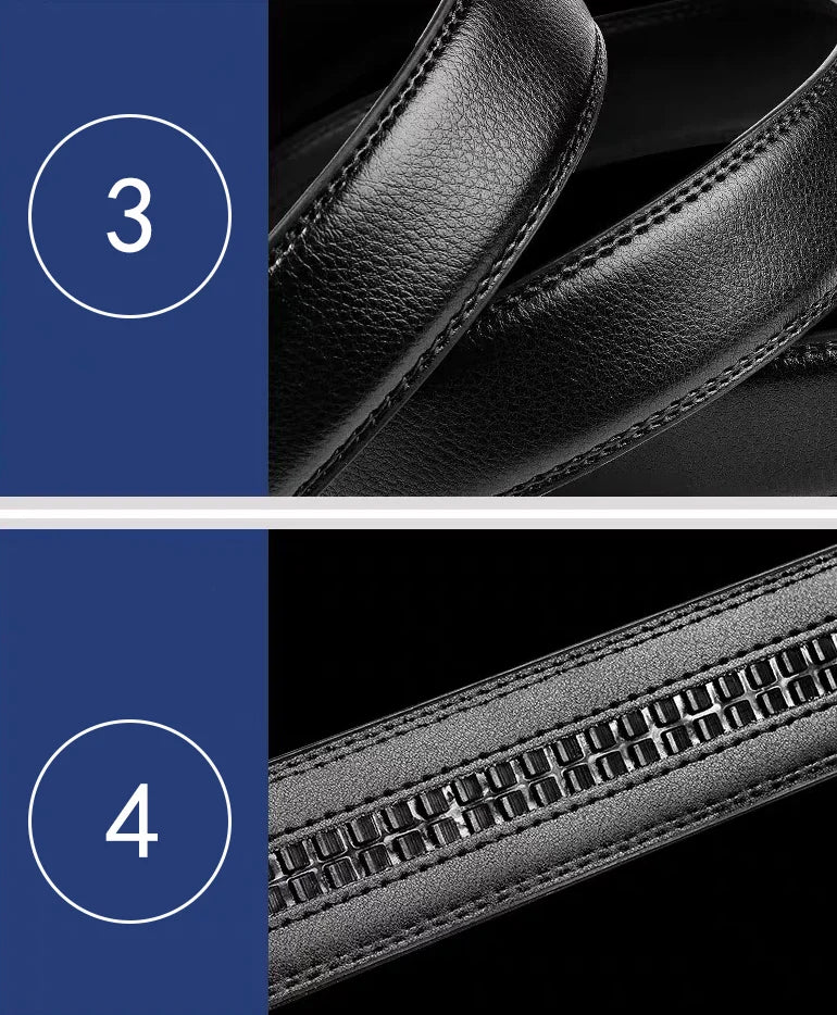Men's Black PU Belt with Automatic Buckle
