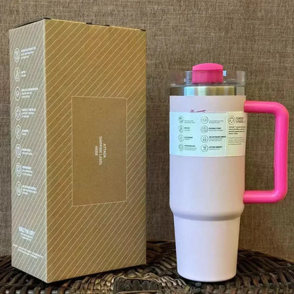 40oz Stainless Steel Insulated Travel Mug with Handle & Straw Lid
