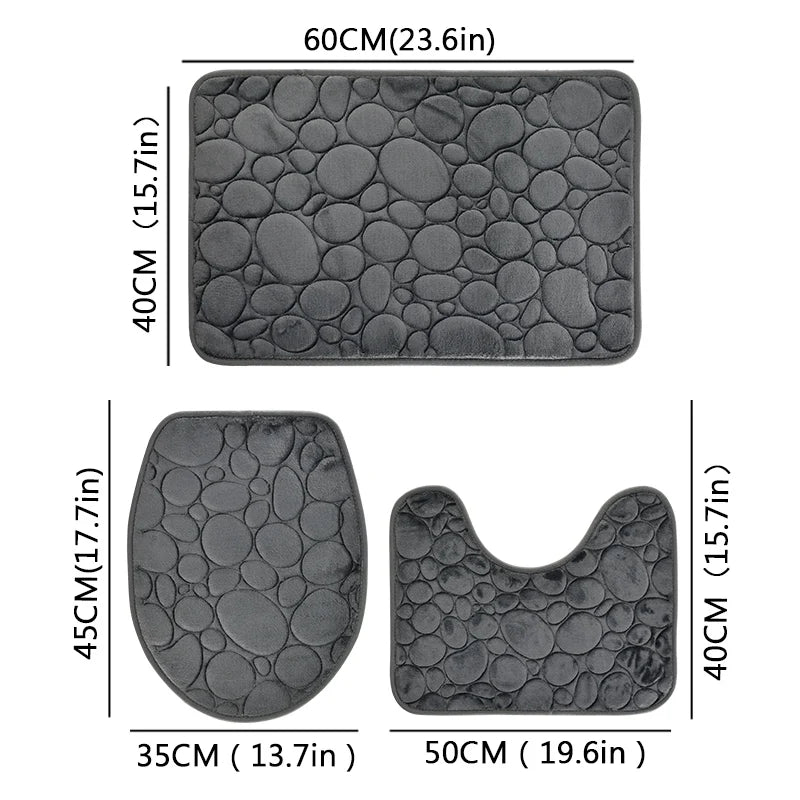 Microfiber Bathroom Mat Set — Non-Slip, Water-Absorbent (3 Pcs)