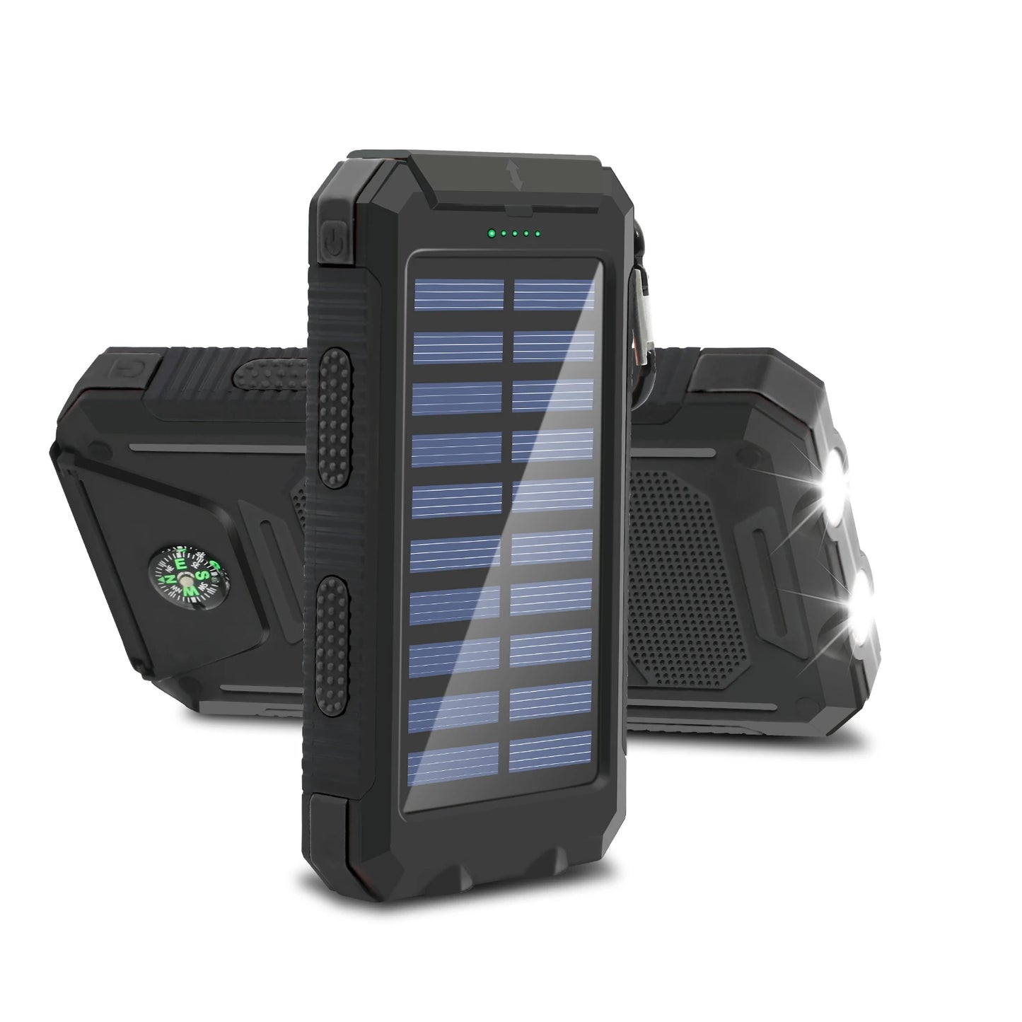 20,000mAh Solar Power Bank with LED Flashlight & Compass