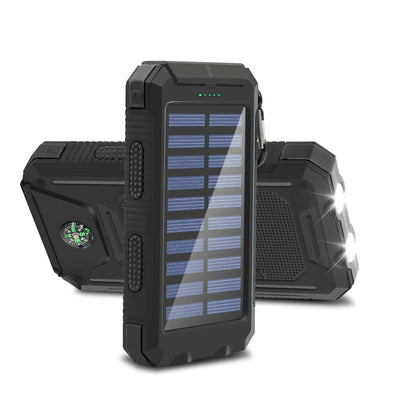 20,000mAh Solar Power Bank with LED Flashlight & Compass