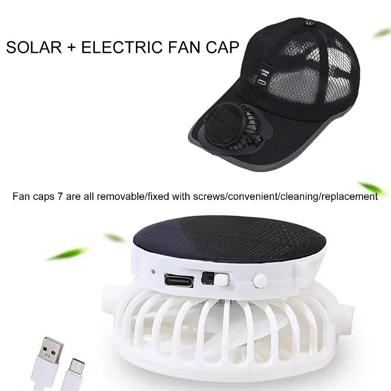 Solar Fan Cap — Breathable Outdoor Hat with USB & Solar Charging
