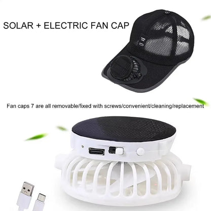 Solar Fan Cap — Breathable Outdoor Hat with USB & Solar Charging
