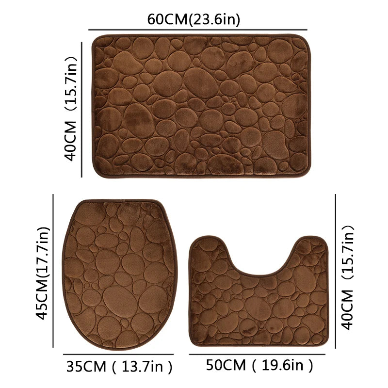 Microfiber Bathroom Mat Set — Non-Slip, Water-Absorbent (3 Pcs)