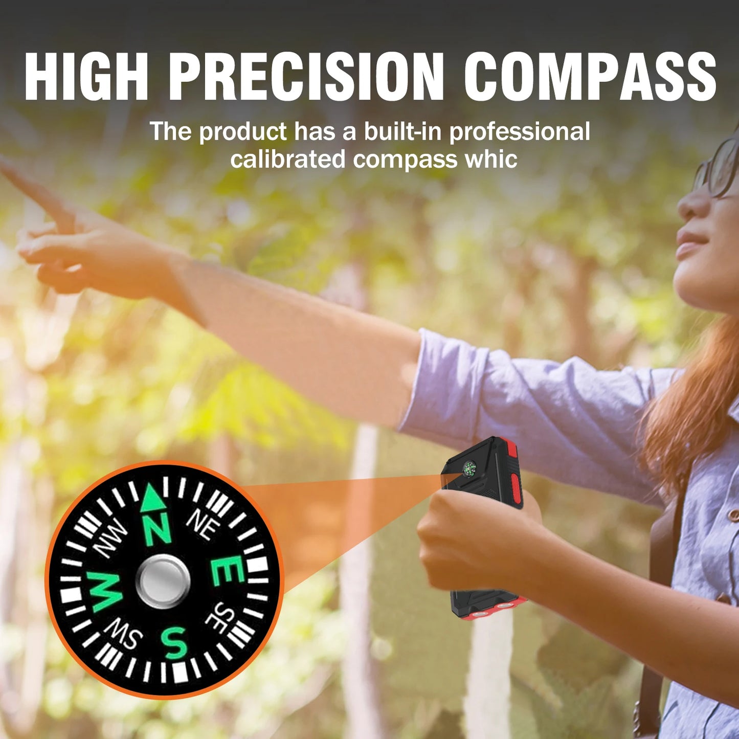20,000mAh Solar Power Bank with LED Flashlight & Compass