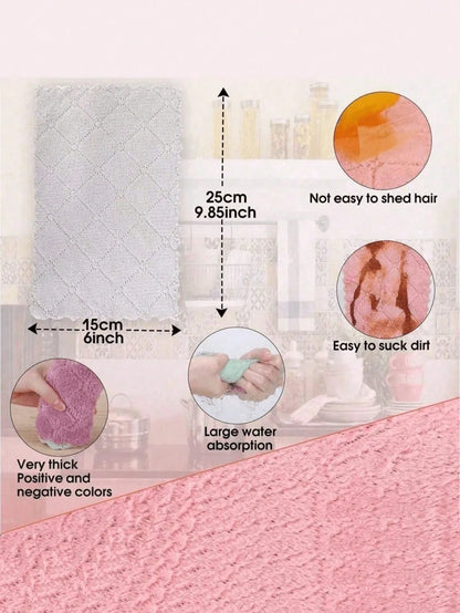 10-Piece Microfiber Kitchen Dish Towels - Super Absorbent Coral Velvet Non-Stick Oil Cleaning Cloths