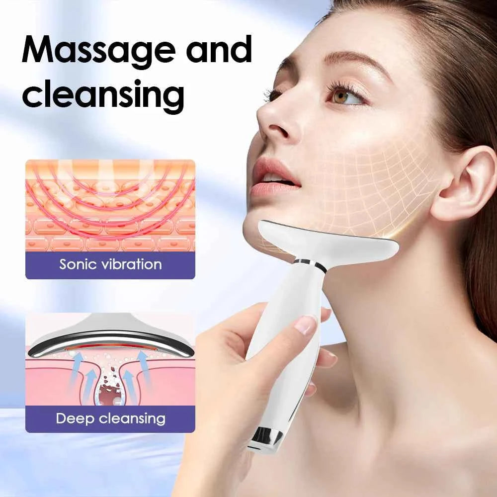 7-Color LED Beauty Device for Neck & Face – Vibration Massage, Skin Tightening & Lifting Tool - Flexivo