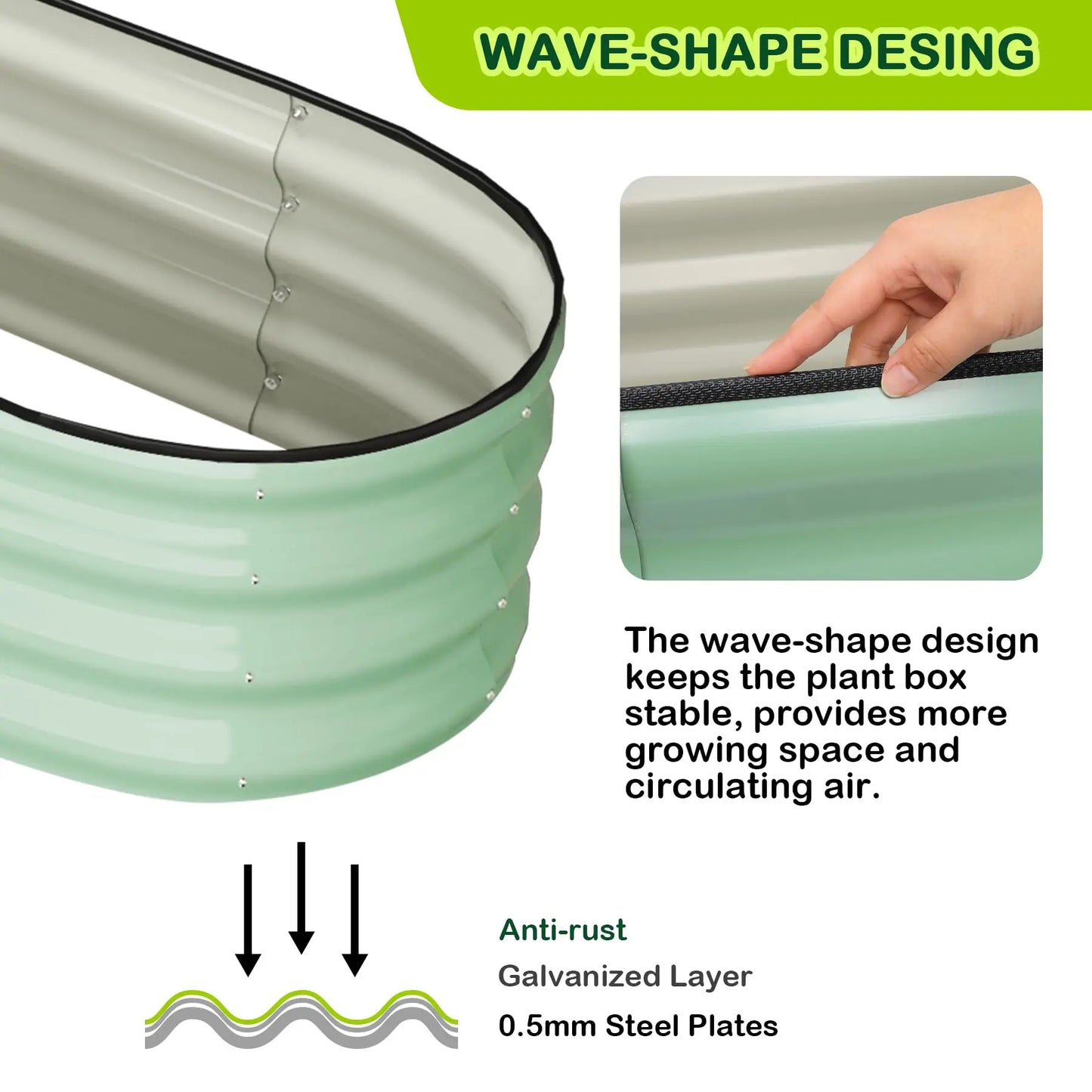 2-Pack Oval Galvanized Steel Raised Garden Bed – Anti-Rust Metal Planter Box for Vegetables, Herbs & Flowers - Flexivo