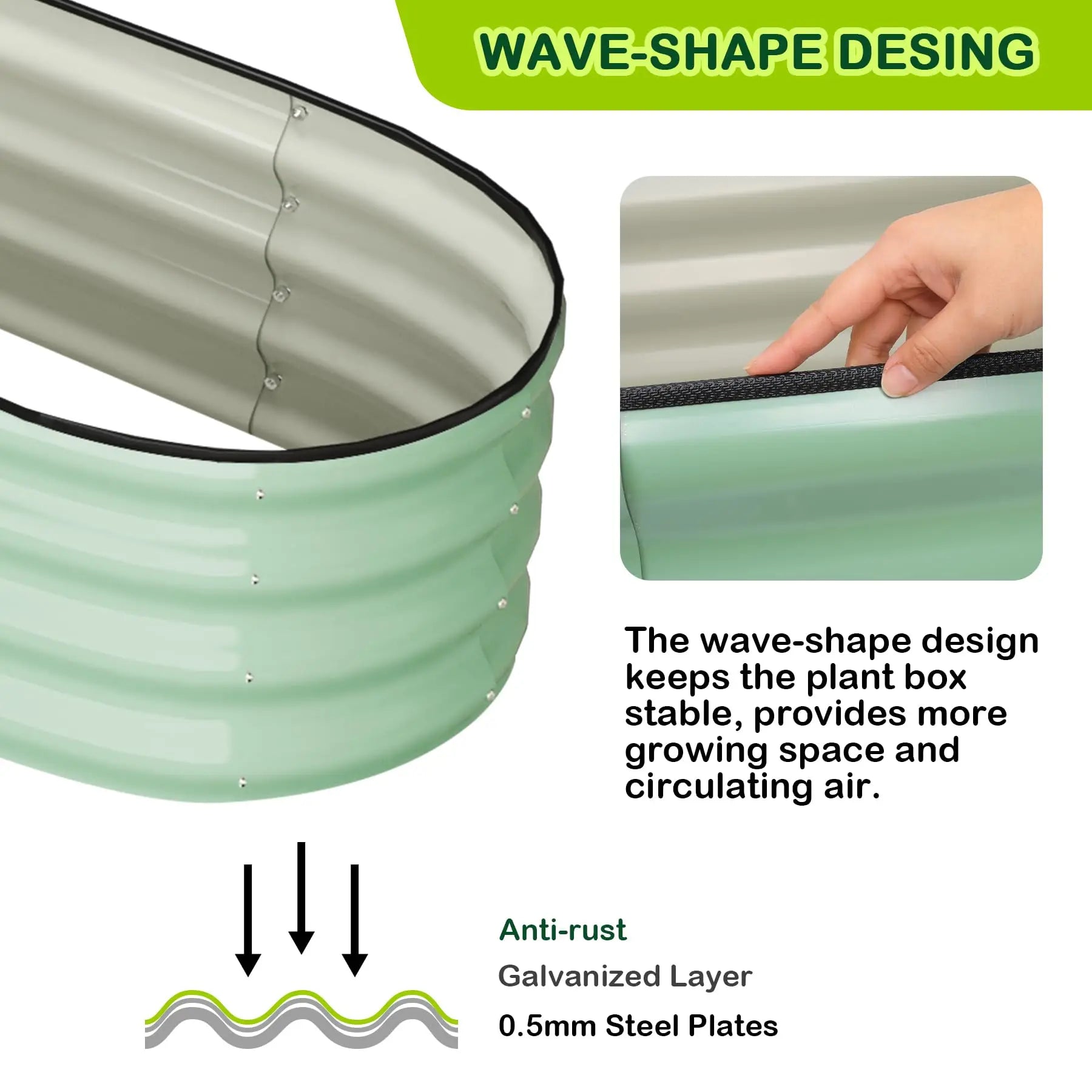 2-Pack Oval Galvanized Steel Raised Garden Bed – Anti-Rust Metal Planter Box for Vegetables, Herbs & Flowers - Flexivo