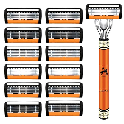 6-Layer Safety Razor Set with Stainless Steel Blades