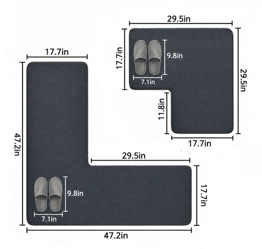 L-Shaped Kitchen Floor Mat — Non-Slip, Water & Oil Absorbent Flannel Rug